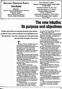The new Inkatha: its purposes and objectives