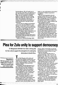 Plea for Zulu unity to support democracy