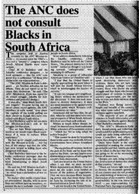 The ANC does not consult Blacks in South Africa