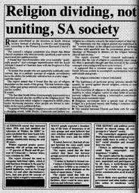Religion dividing, not uniting, SA society
