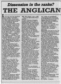 The Anglican Church - dissension in the ranks?