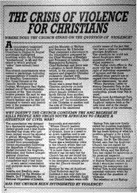 The crisis of violence for Christians: where does the Church stand on the question of violence