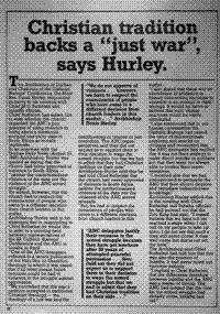 Christian tradition backs a just war, says Hurley