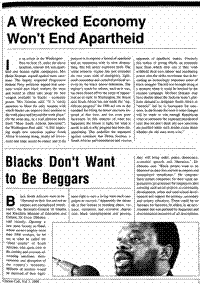 A wrecked economy wont end apartheid