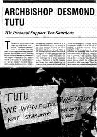 Archbishop Desmond Tutu: his personal support for sanctions