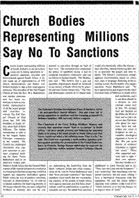 Church bodies representing millions say no to sanctions