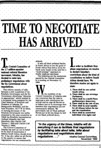 Time to negotiate has arrived
