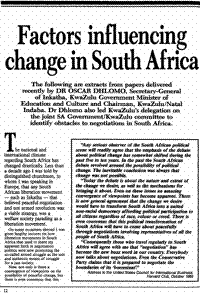 Factors influencing change in South Africa