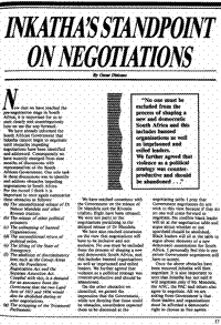Inkathas standpoint on negotiations