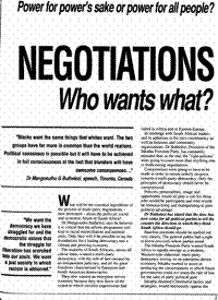 Negotiations - who wants what?