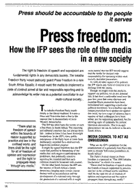 Press freedom: How the IFP sees the role of the media in a new society