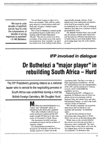 Dr Buthelezi a major player in rebuilding South Africa - Hurd