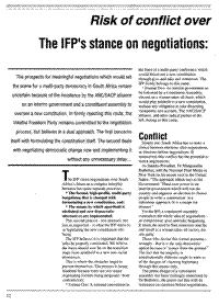The IFPs stance on negotiations: Consensus p