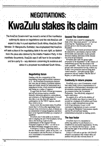 Negotiations: KwaZulu stakes its claim