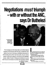 Negotiations must triumph - with or without the ANC, says Dr Buthelezi