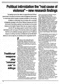 Political intimidation the root cause of violence - new research findings
