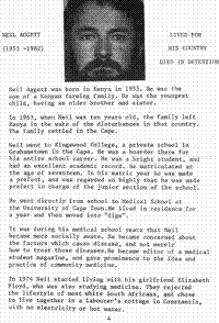 Neill Aggett (1953 - 1982), lived for his country, died in detention