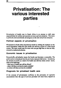 Privatisation: the various interested parties