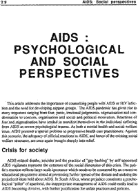 AIDS: Psychological and social perspectives