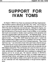 Support for Ivan Toms