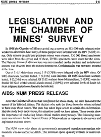 Legislation and the Chamber of Mines survey