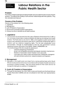 Labour relations in the public health sector
