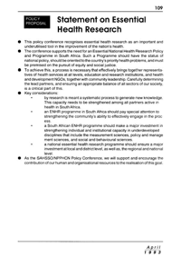 Statement on essential health research