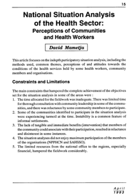 National situation analysis of the health sector: perceptions of communities and health workers