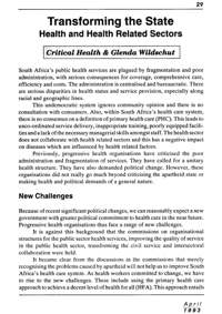 Transforming the state: health and health related sectors