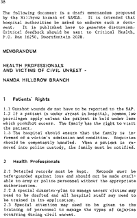 Memorandum: Health professionals and victims of civil unrest
