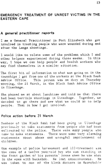 Emergency treatment of unrest victims in the eastern Cape