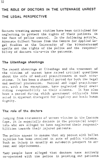 The role of doctors in the Uitenhage unrest - the legal perspective