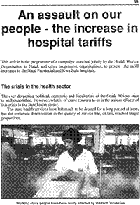 An assault on our people - the increase in hospital tariffs