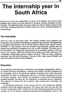 The internship year in South Africa