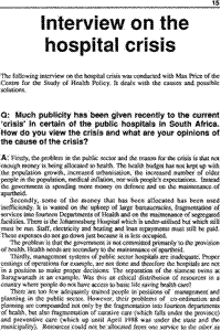 Interview on the hospital crisis