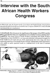 Interview with the South African Health Workers Congress