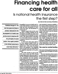 Financing health care for all - is national health insurance the first step?