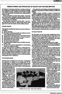 Restructuring and financing of health and welfare services