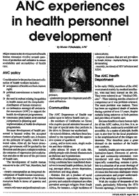 ANC experiences in health personnel development