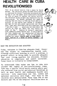 Health care in Cuba revolutionised