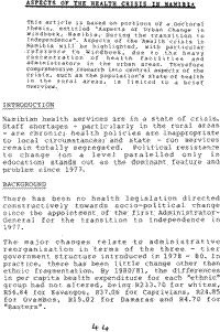 Aspects of the health crisis in Namibia