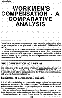 Workmen`s compensation - a comparative analysis