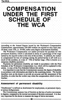 Compensation under the first schedule of the Workmen`s Compensation Act