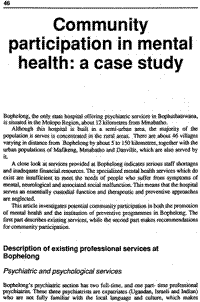 Community participation in mental health: a case study
