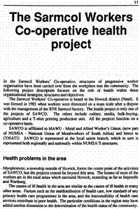 The Sarmcol workers co-operative health project