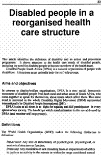 Disabled people in a reorganised health care structure