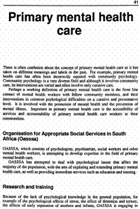 Primary mental health care