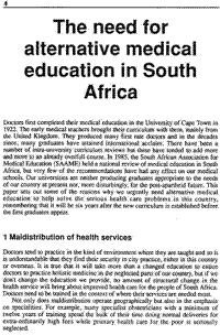 The need for alternative medical education in South Africa