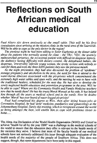 Reflections on South African medical education