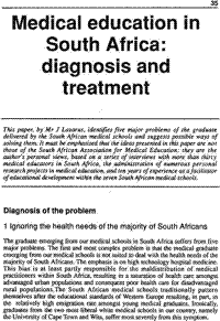 Medical education in South Africa: diagnosis and treatment